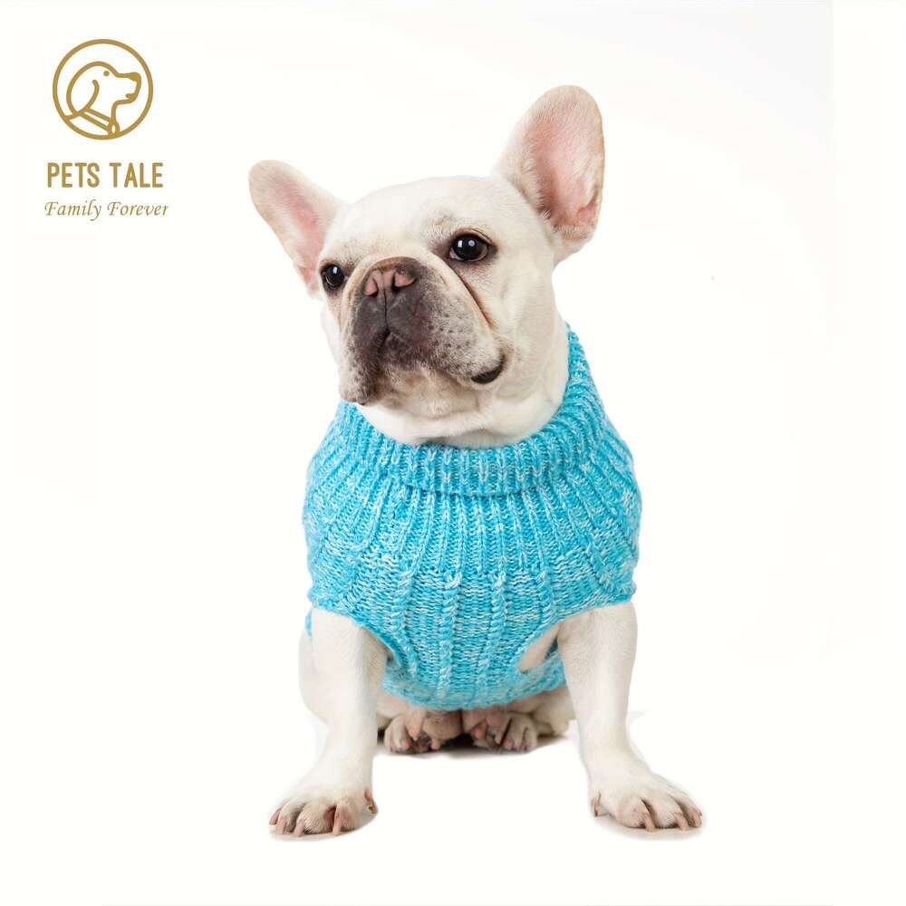 PETS TALE Premium Navy Blue Dog Sweater with Twisted Rope Design and Faux Leather Label - Cozy Knit Pullover for Small to Large Breeds, hine Washable