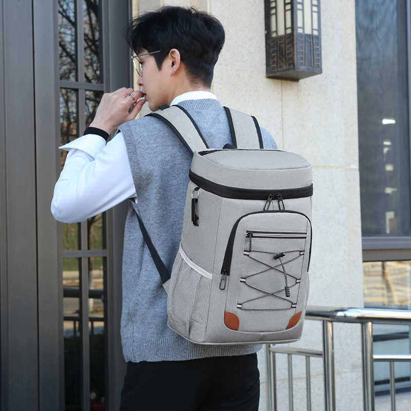 Hot Dual Shoulder Insulated Backpack for Outdoor Picnics Large Capacity Portable Ice Pack Crossbody Style Thick Picnic Bag 240920