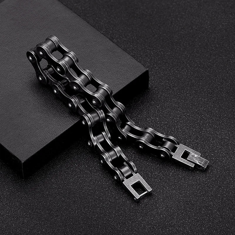 MKENDN Locomotive Men Punk Rock Bicycle Chain Bracelet Stainless Steel Mountain Bike Chain Accessory Male Gifts 241227