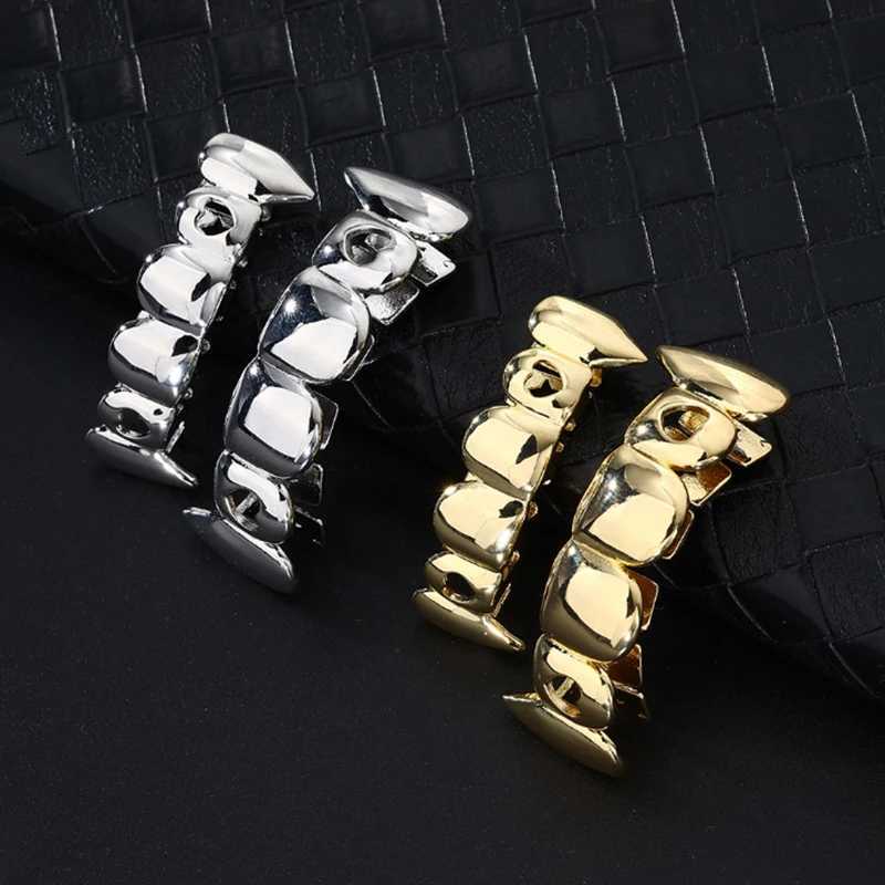 HipHop Classic Top/Bottom Teeth Grillz Golden Tooth C Decor Gold Plated Dental Grill Bo Jewelry Women Men Halloween Party W241227