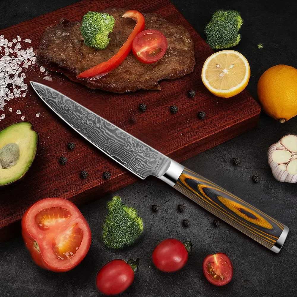 4.7-inch practical knife 67 layer Damascus steel blade polished blade chopper peeling 10Cr15MoV kitchen knife cooking tool wooden handle Y241227