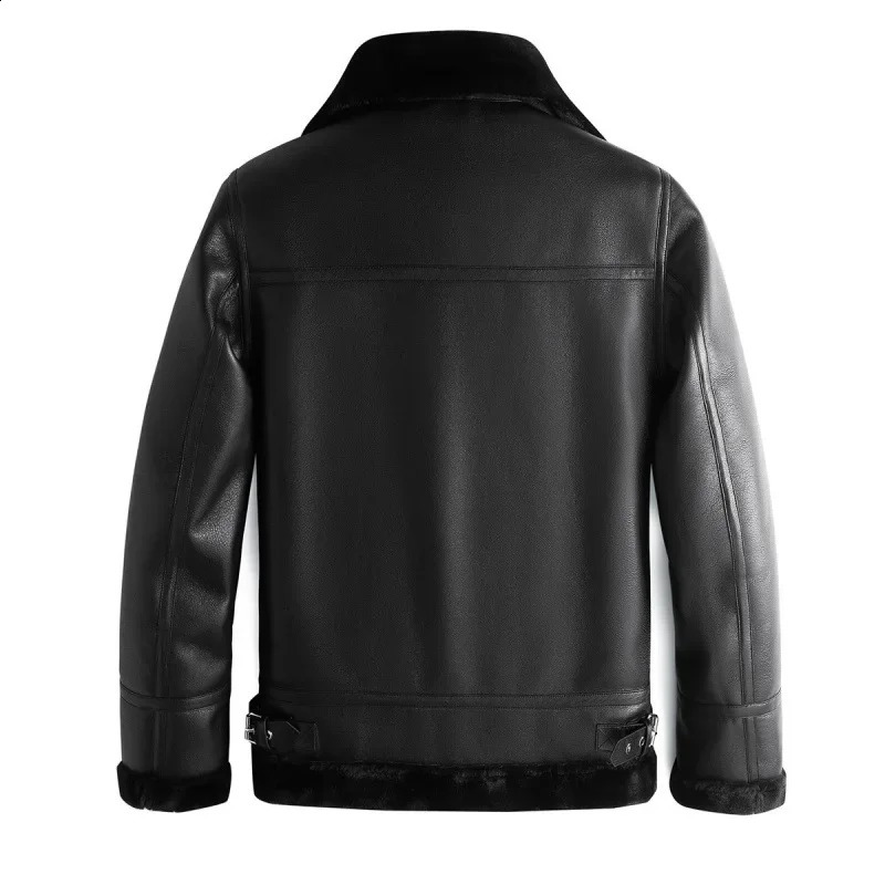 Thickened Warm Sheepskin Leather Coat Mens Fur Lamb Wool Cashmere Jackets 241220