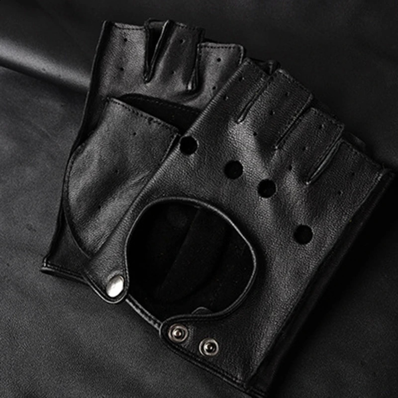 Unisex Half-Finger Gloves Artificial Leather Punk Fashion Hip-Hop Driving Motorcycle Performance Party Fingerless Mittens 241227
