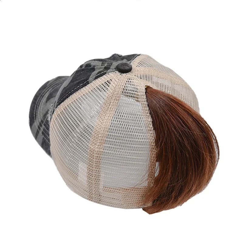 Summer Women Ponytail Baseball Cap Adjustable Vintage Washed Cotton Trucker Hat Sunscreen Distressed Ripped Hats 241226
