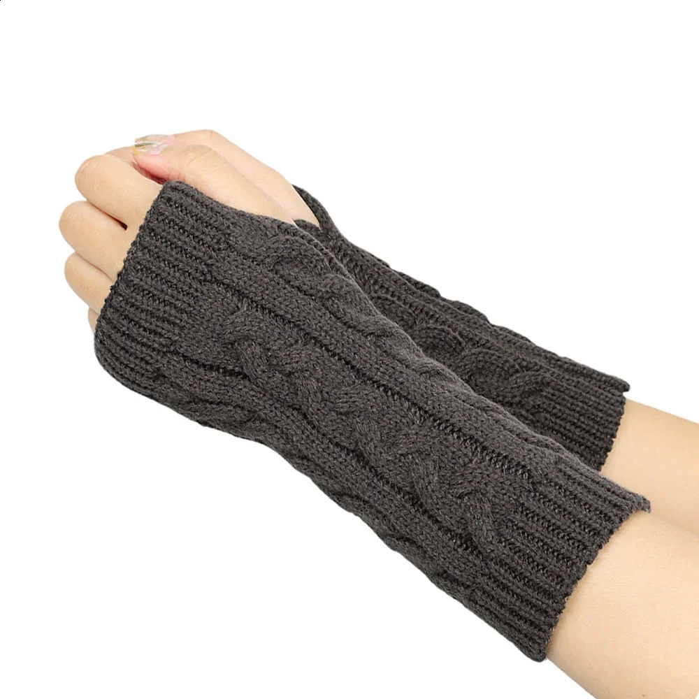 Korean Half-finger Gloves Female Autumn and Winter Warmth Fingerless Students Touch Screen Thick Knitted Wristband Gloves 241227