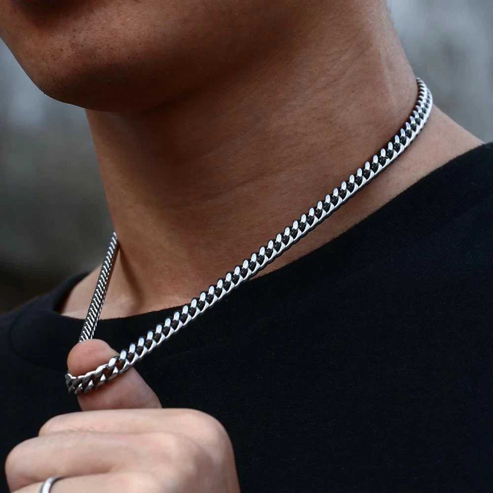 Hip Hop Cuban Link Width 3/5/7/9MM Stainl Steel Chains Necklace for Men Basic Simple Rpers Choker on Neck Fashion JewelryXJ241227