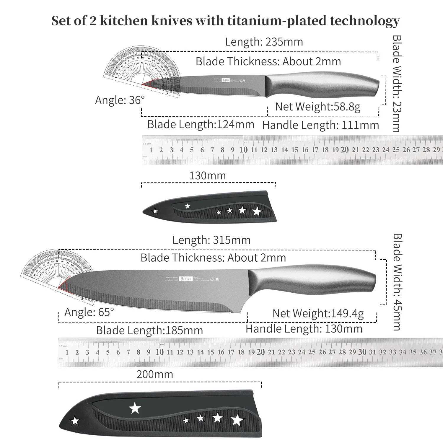 Titanium coated kitchen knife professional chef knife sharp fruit knife antibacterial and corrosion-resistant kitchen accessories Y241227