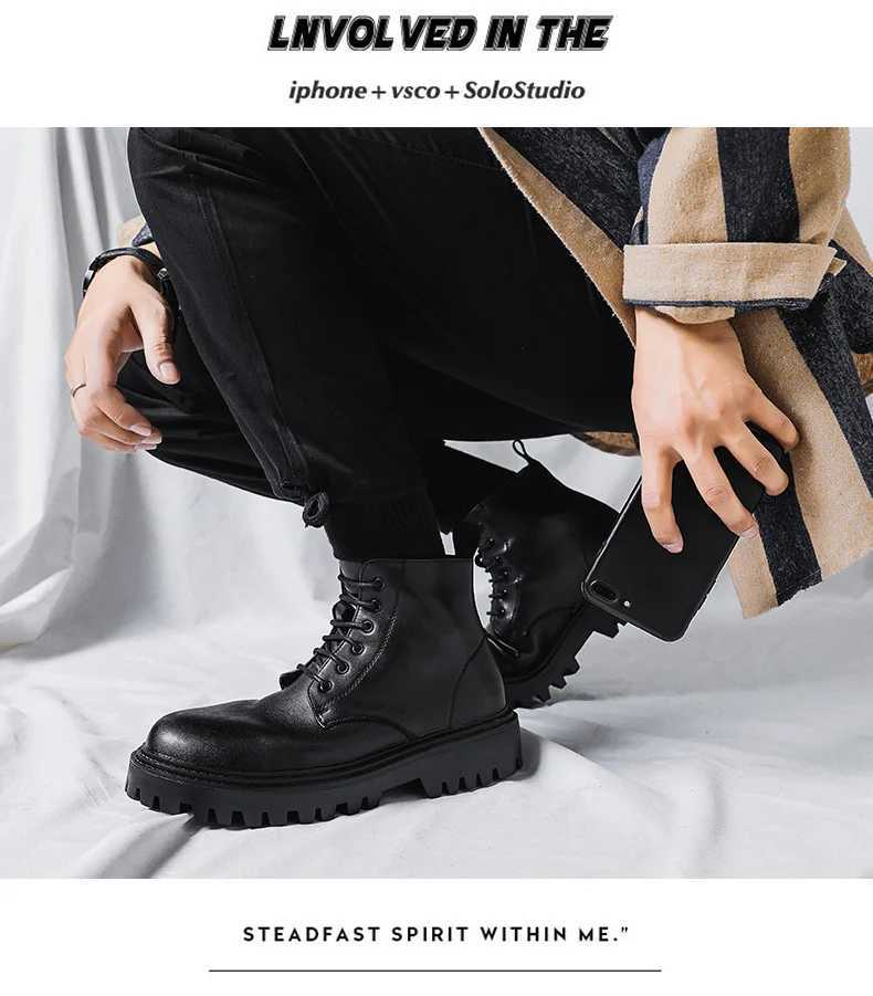 Fashion PU Leather Men Ankle Boots Outdoor Casual Shoes Lightweight Designer Mens Warm Work Boots 2024 Classic Handmade Boots Z250704