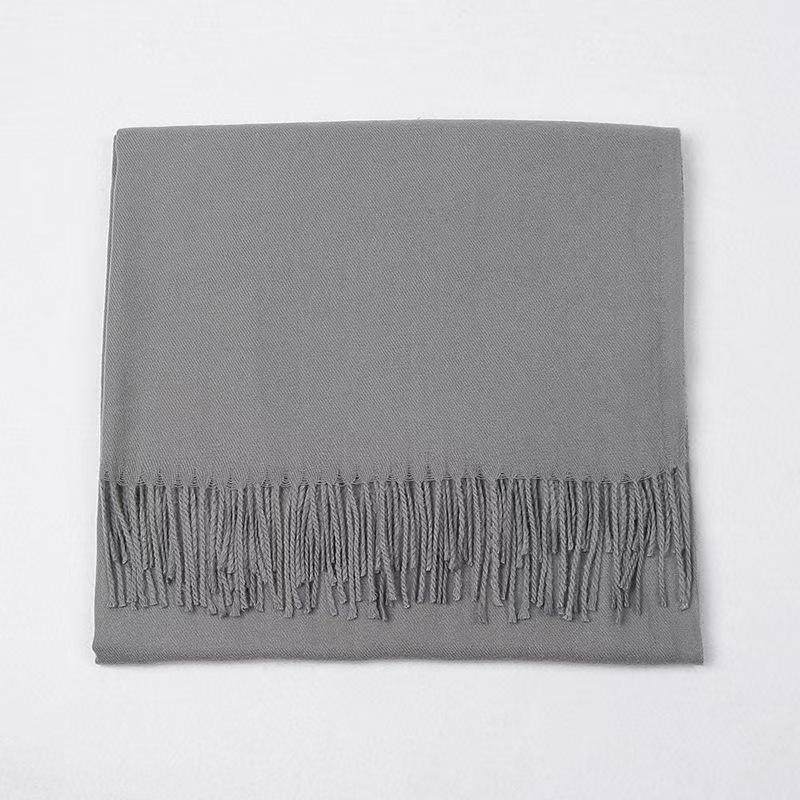 T040 new cashmere solid color scarf female autumn and winter thorn wool monochrome thick travel warm tassel shawl