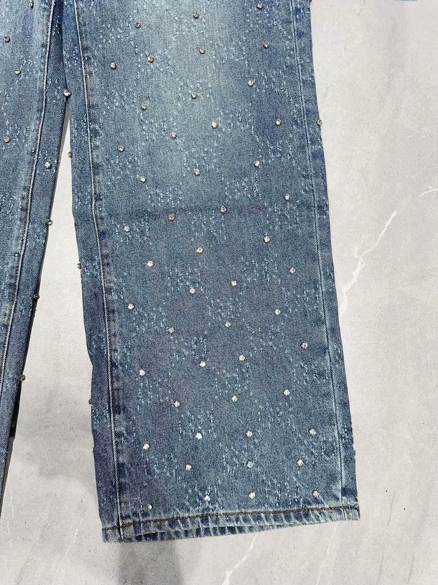 Heavy Weight Blue Diamonds Mens Baggy Pants American Streetwear s Wide Leg Denim Jeans 241226