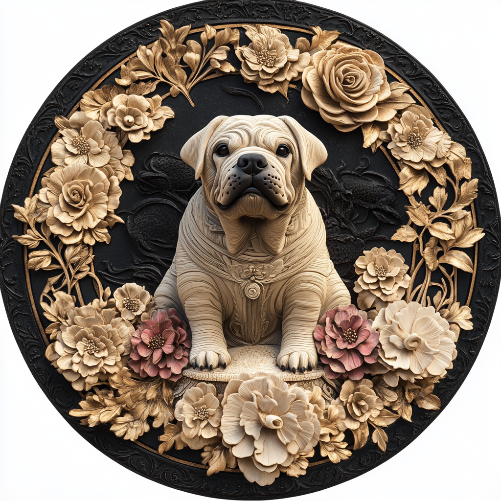 Customizable Premium Quality Circular Aluminum Pet Memorial Decoration - UK Bulldog Themed Pet Souvenir Tombstone