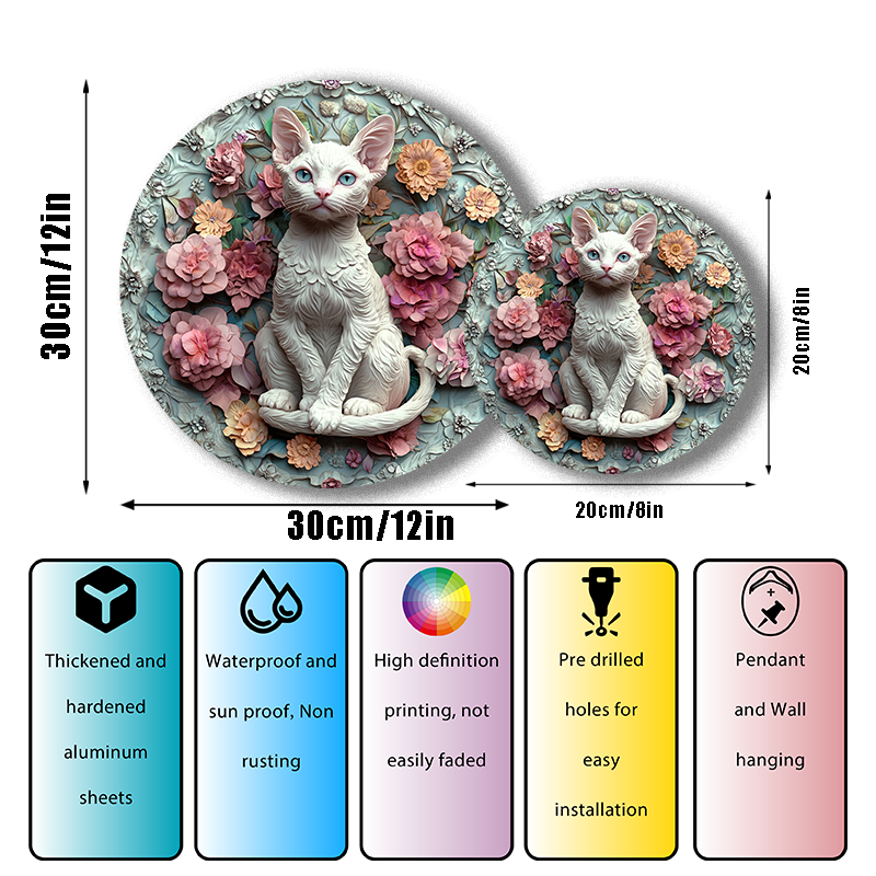 Devon Rex Cat Decorative Ornaments - Customizable Circular Aluminum Paintings & Pet Souvenir Tombstones