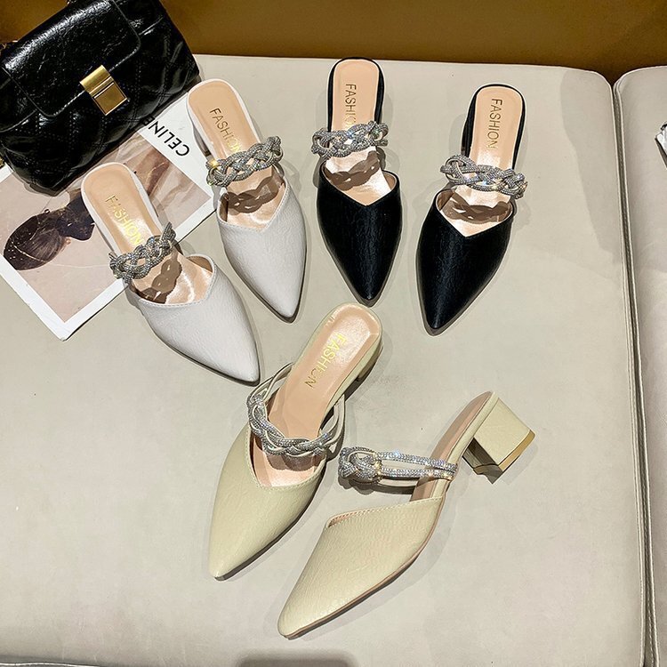 Drag Ddmywed Semi Summer New Korean Version Diamond Fried Dough Twists Chain Thick Sandals High Heel Slippers Women Chinese Brand Shoes F Ddmysaturn
