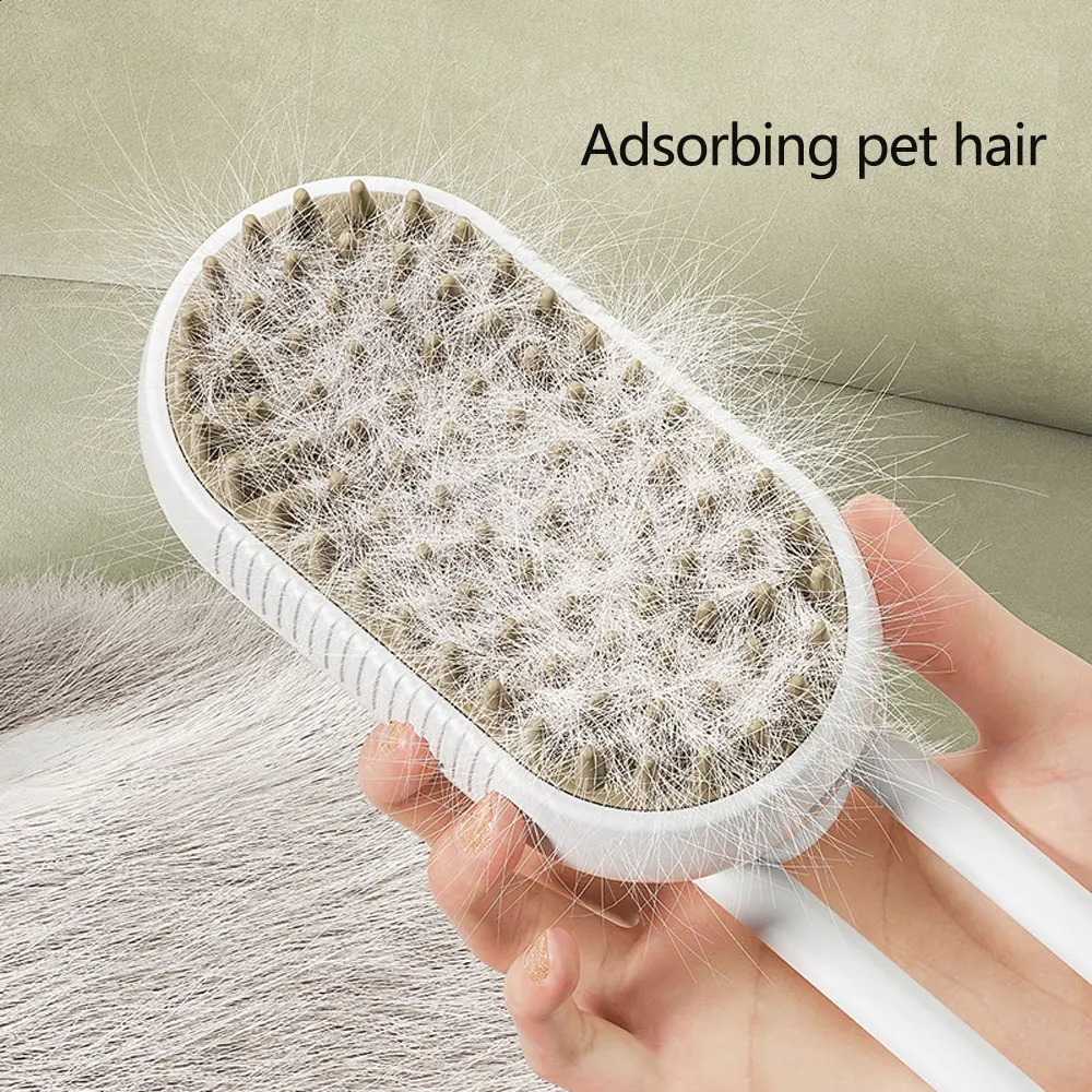 Pet Steamy Brush Electric Spray Cat Hair Brush 3 in1 Steamer Brush for Dog Massage Removing Grooming Supplies Pets Accessories 241226