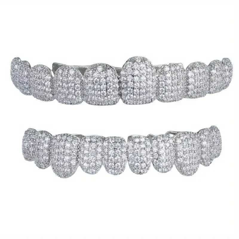 A set of Fashion super shiny 18k gold-plated micro inlaid zircon dental braces Grillz For mens hip-hop denture Jewelry Gifts W241227
