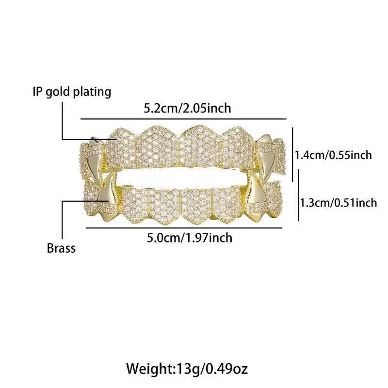 Hip Hop Full CZ Stones Teeth Grillz Cs Cubic Zircon d Out Micro Pave Mens and Womens Jewelry Charm Grill W241227