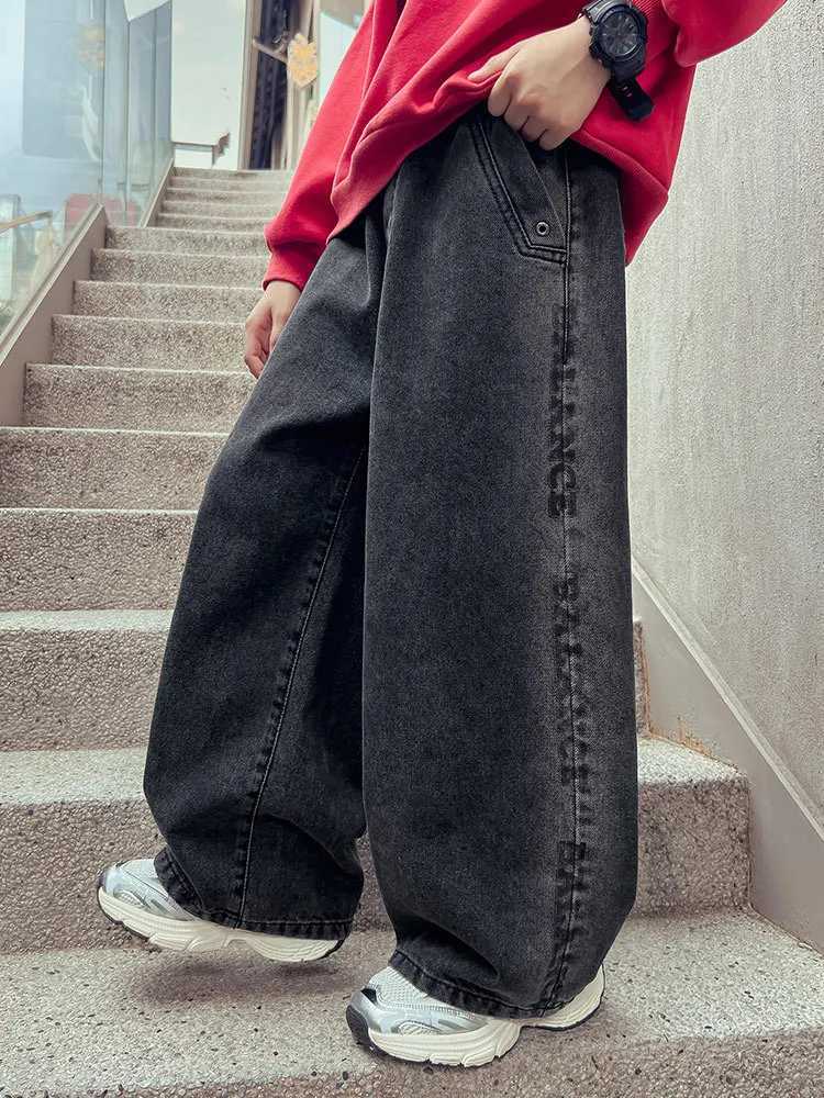 New Kids Casual Jeans for Spring Autumn Big Boy Child Fashion Vintage Trousers Cotton Sweatpants Teenage Baby Boys Clothes Jeans W241227