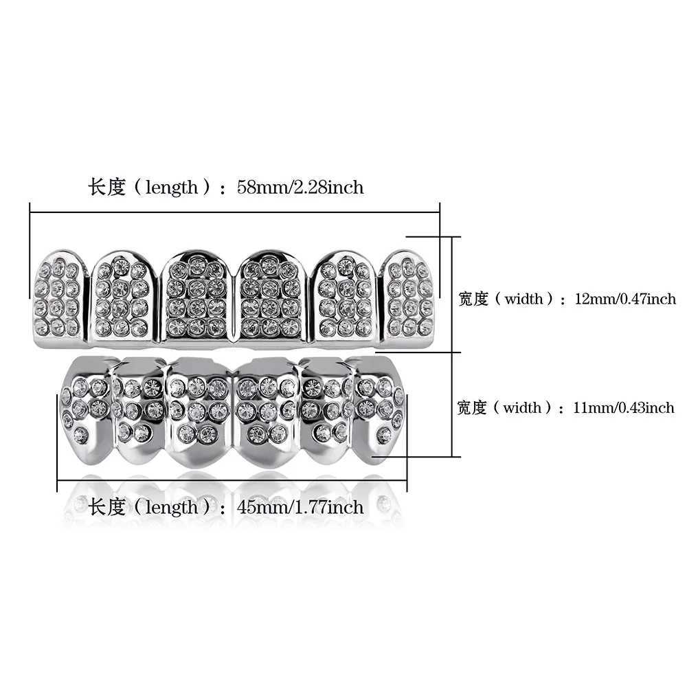 JINAO New 2024 Hip Hop Full D OUT 6-Tooth Set Grilz Mens Up and Down Barbecue Punk Rper Halloween FLame Cosplay W241227