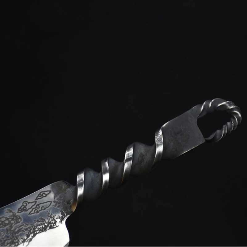 Forged kitchen meat cutter high carbon steel chef knife Fl Tang but blade chopper peeling ingredient cutting tool Y241227