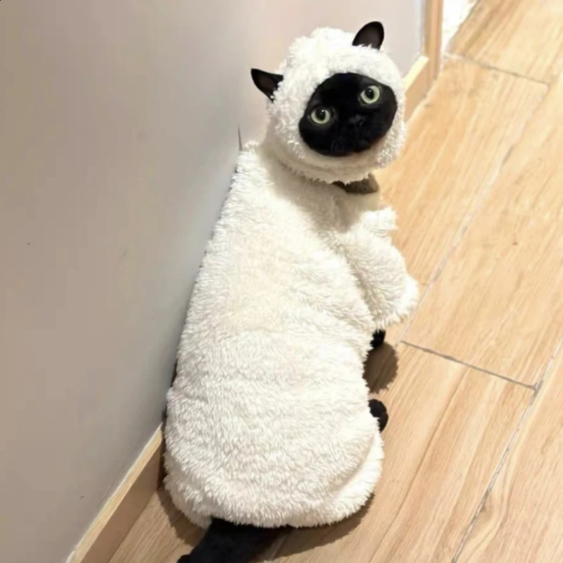 Sheep Cosplay Cat Clothing Fantasia Divertidly Cat Outfit Hoodies Pet Costume Chat Fancy Dress Sweater Pets Disguise Accessories 241225
