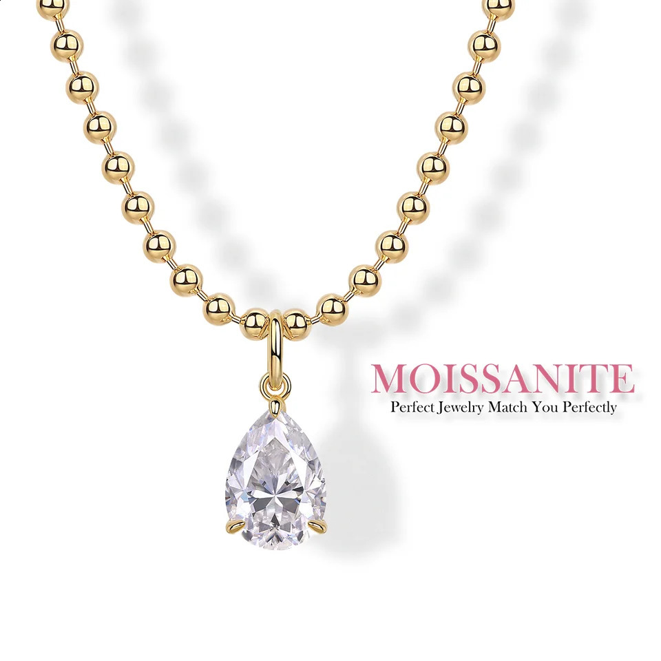 395ct 18K Gold Plated Necklace with Beaded Chain and Stunning PearCut Pendant Elegant Stylish 241226