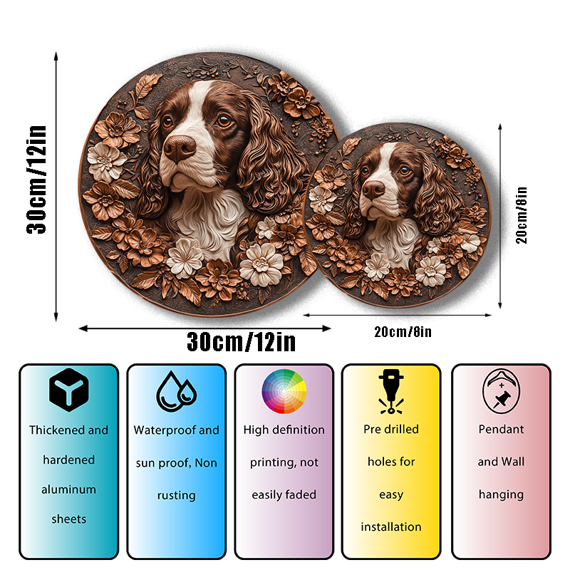 Customized French Bulldog Pet Ornaments - Ultra High Definition Circular Aluminum Decorative Paintings for Souvenir Tombstones