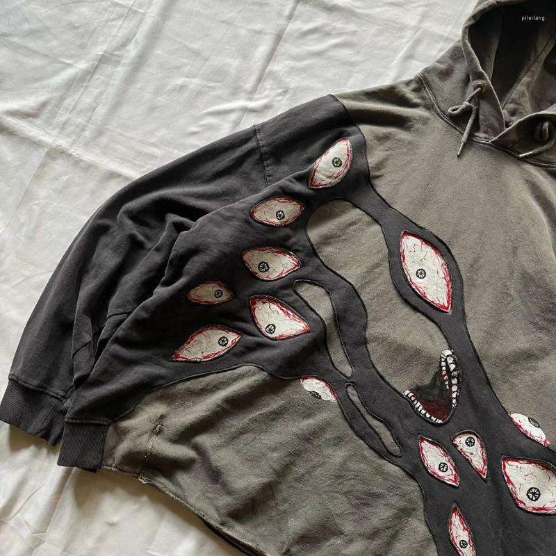 Harajuku Devil's Eye Embroidered for Men and Women, Loose Street Hip Hop Hoodie