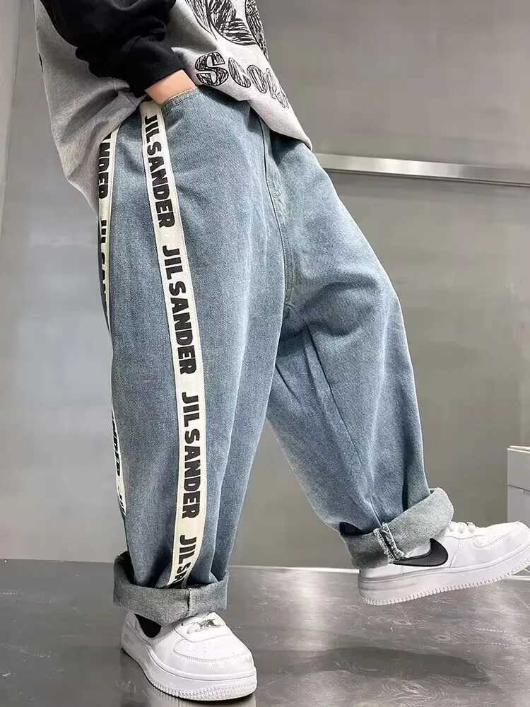 Childrens Big Boys Jeans Boys Pants Childrens Clothing 5-12 Year Old Boys Childrens Bags Summer Clothing Teenagers New Jeans W241227