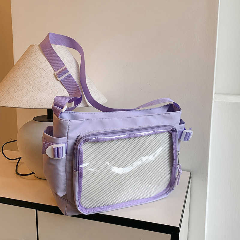 Super Fire Student Pain Bag Transparent and Visible Shoulder Simple Large Capacity School Anime Crossbody Tote 241227