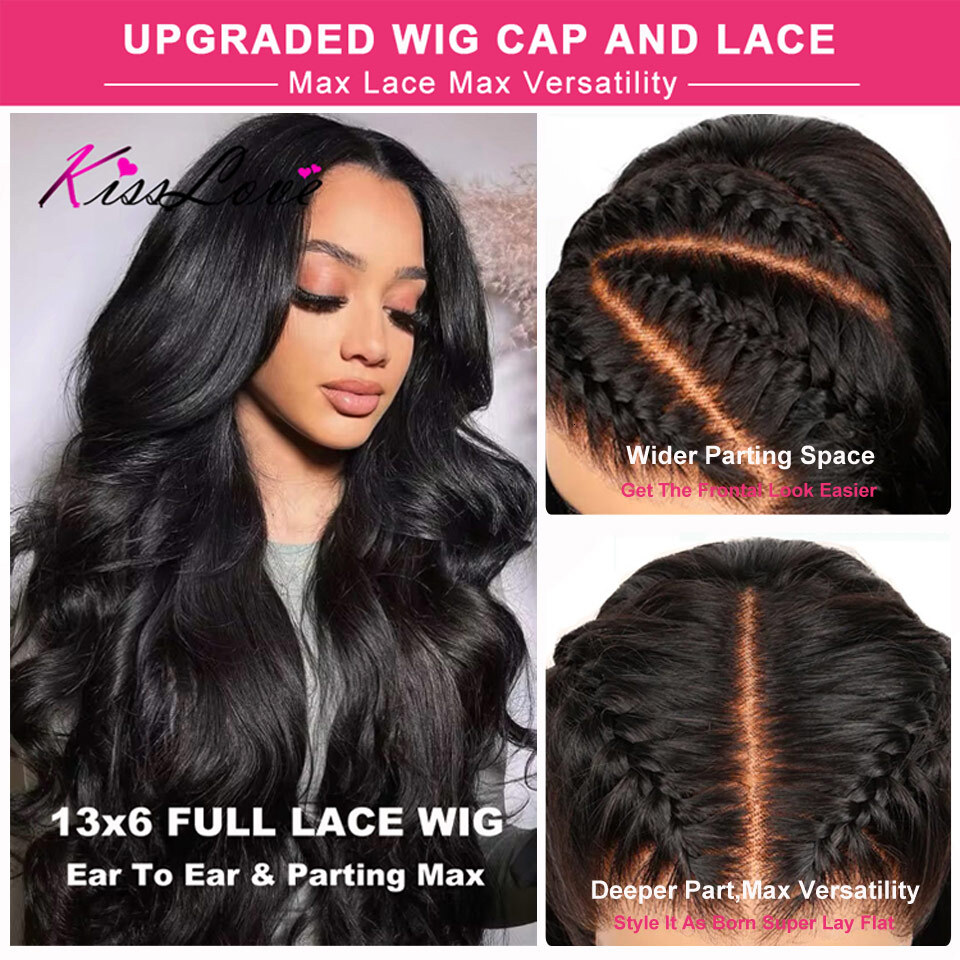 Kiss Love Body Wave 13X4/13X6 Front Pre Plucked 5X5 HD Closure Wigs 360 Human Hair Lace Frontal Wig