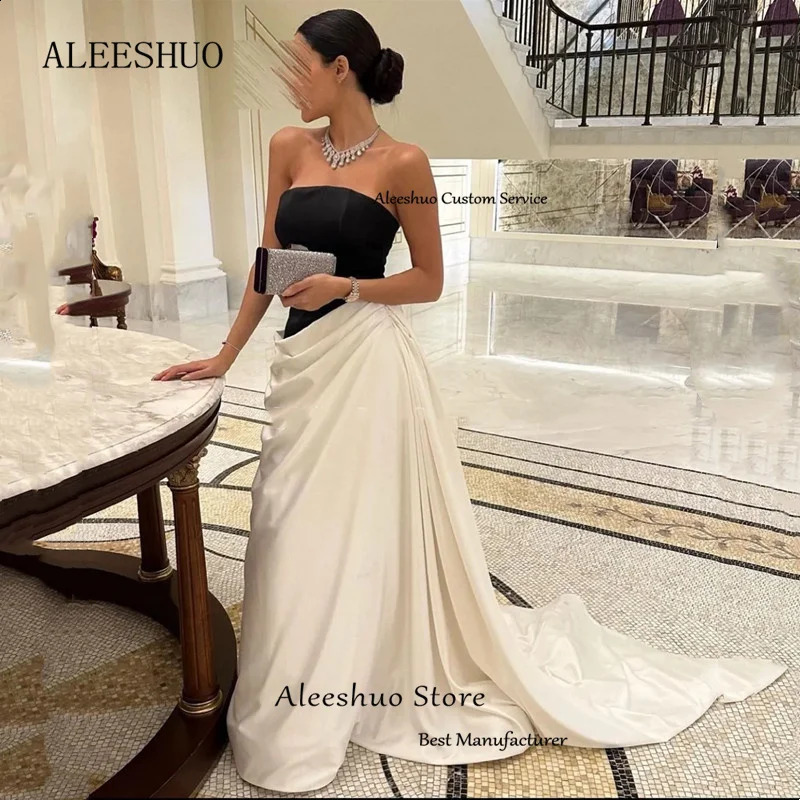 Aleeshuo Sexy Saudi Arabia Women Prom Dressess A-Line Evening Dress Strapless Formal Sleeveless Customized 241223