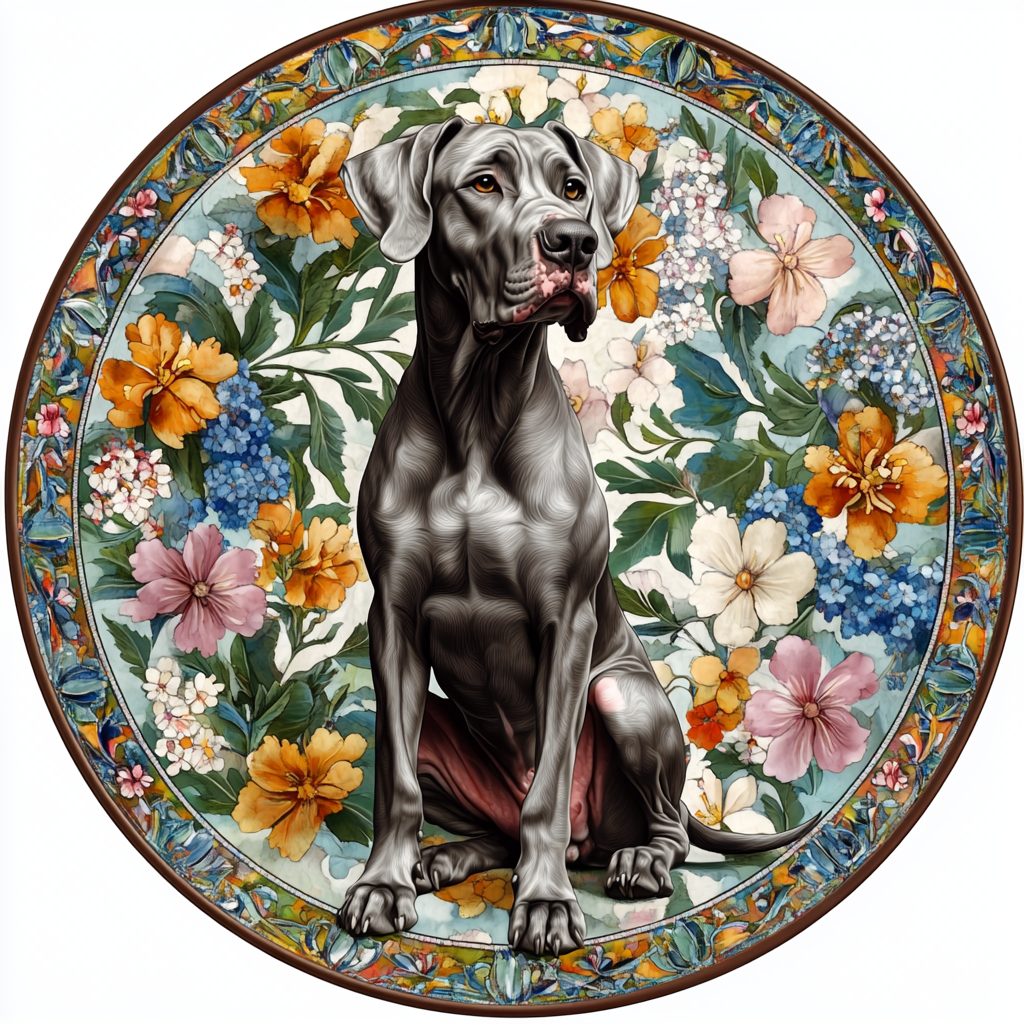 Personalized Great Dane Pet Ornaments - Custom Circular Aluminum Decorative Paintings & Souvenir Tombstones for Dogs & Cats