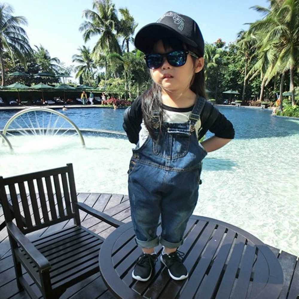 New spring childrens ultra-thin Trouser boys and girls hanging bib denim pants childrens jeans jumpsuit childrens clothing 0-8T W241227