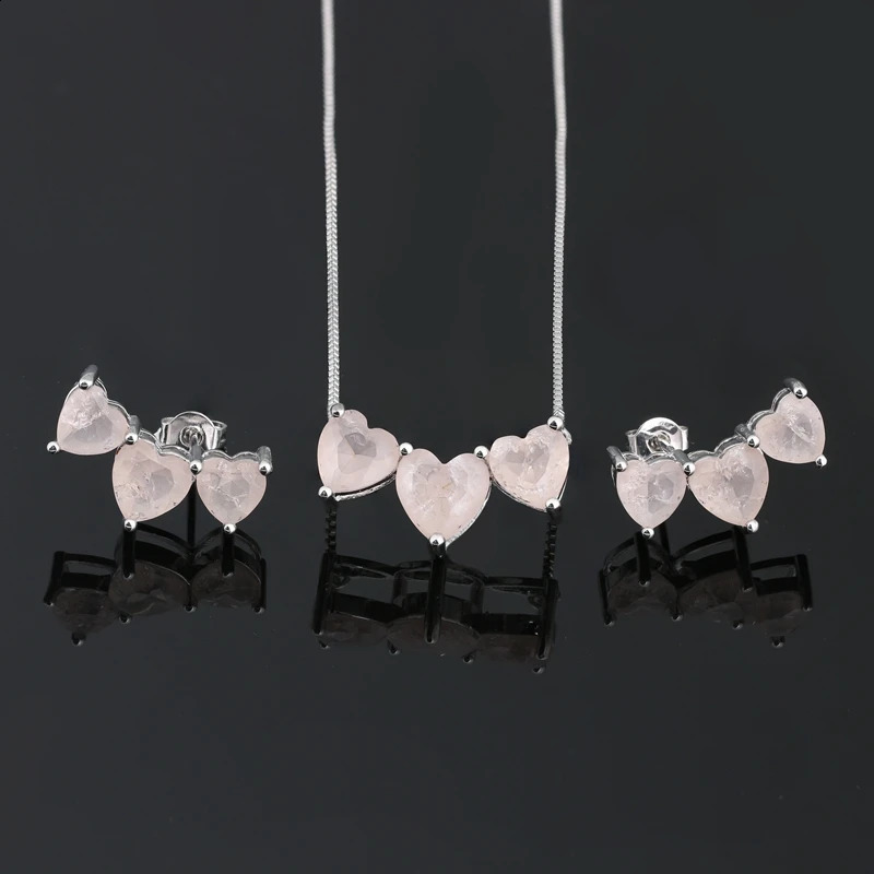 ranos Fusion Stone Jewelry Sets Blue Heart Pedra Earrings Necklace Sets Bijouterie for Fashion Womens Jewelry Gift SFX001802 241226