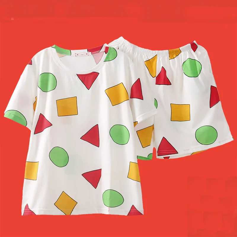Pijama Sin Chan Man Pajama Sinchan Cotton Summer Short Sets Japanese Pajamas for Couples Man and Woman Sleepwear 2021XJ241227