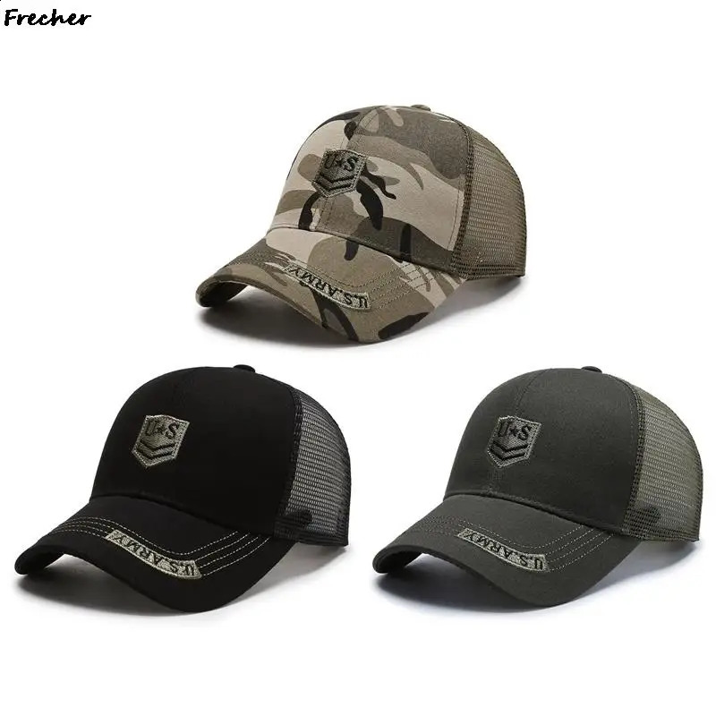 Mesh Patchwork Sun Hat Military Army Hats Unisex Summer Tactical Caps USA Embroidery Fashion Jungle Cap Golf Visors 241226