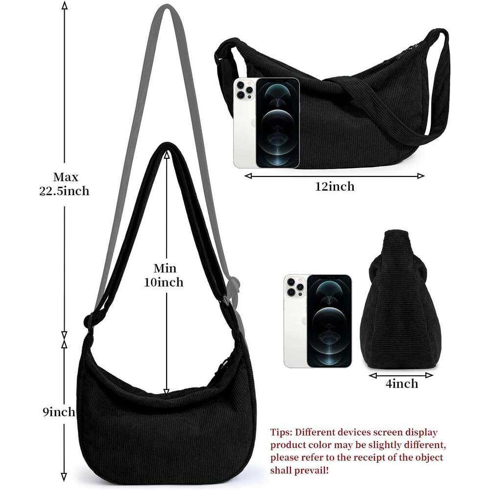 Small Sg Crossbody for Women Men Trendy, Mini Crescent with Adjustable Strap, 2 Zippers Lightweight Nylon Bag