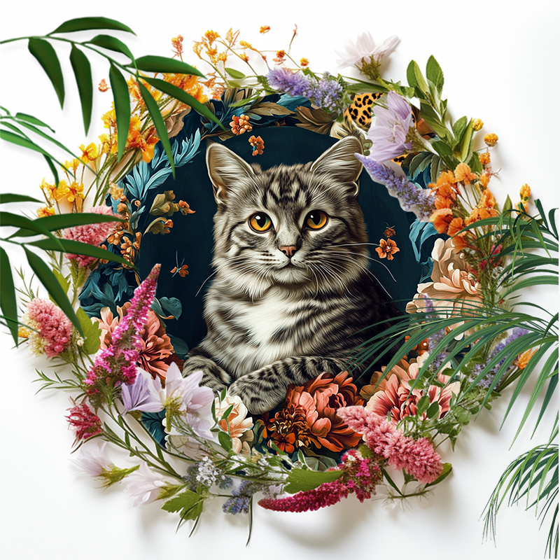 Customized Gray Tabby Cat Aluminum Decorative Painting - Unique Pet Ornaments Souvenir Tombstones | Perfect Halloween Gifts