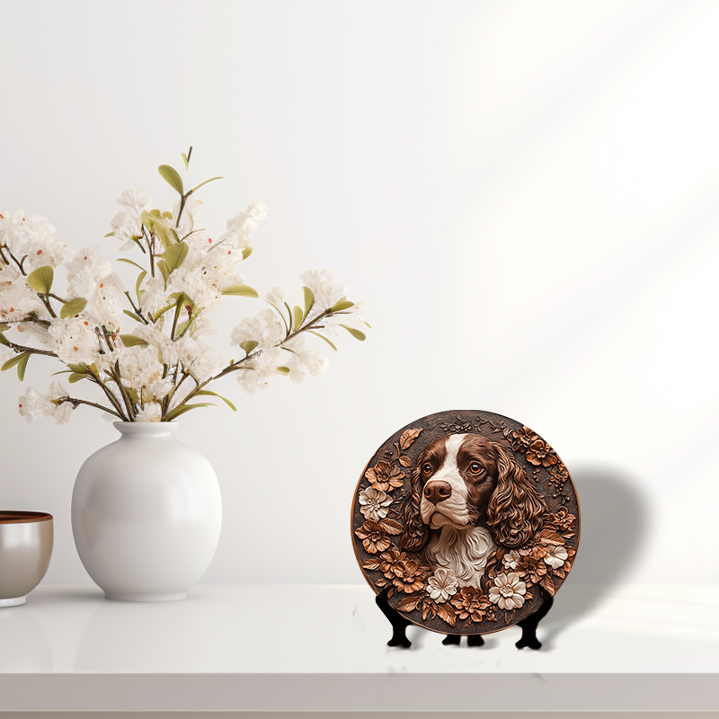 Customized French Bulldog Pet Ornaments - Ultra High Definition Circular Aluminum Decorative Paintings for Souvenir Tombstones