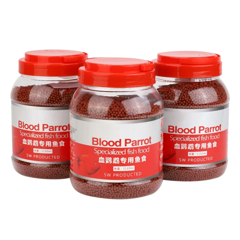 Blood Parrot Fish Food Float on Water Intense Red Enhancing Fast Coloring Snapper Fish Food for Tropical Feed 500g/bottle