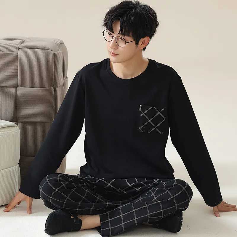 2024 Spring Autumn Plus 4XL Cotton Mens Sleepwear Pajamas Korean Fashion Pijamas Sets Casual Loungewear Pyjamas Night FashionXJ241227