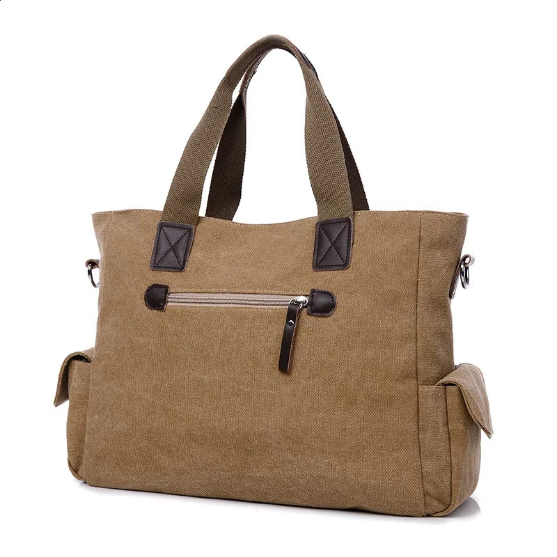 Canvas Fashion Mens Crossbody Bags Solid Color Multifunction Men Office Vintage Bag With Slit Pocket Shoulder 241225
