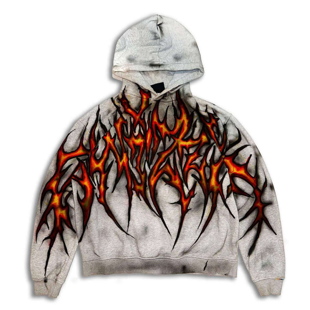 Gothic Harajuku style hooded with spider print for both men women, loose and dark street sports sweatshirt