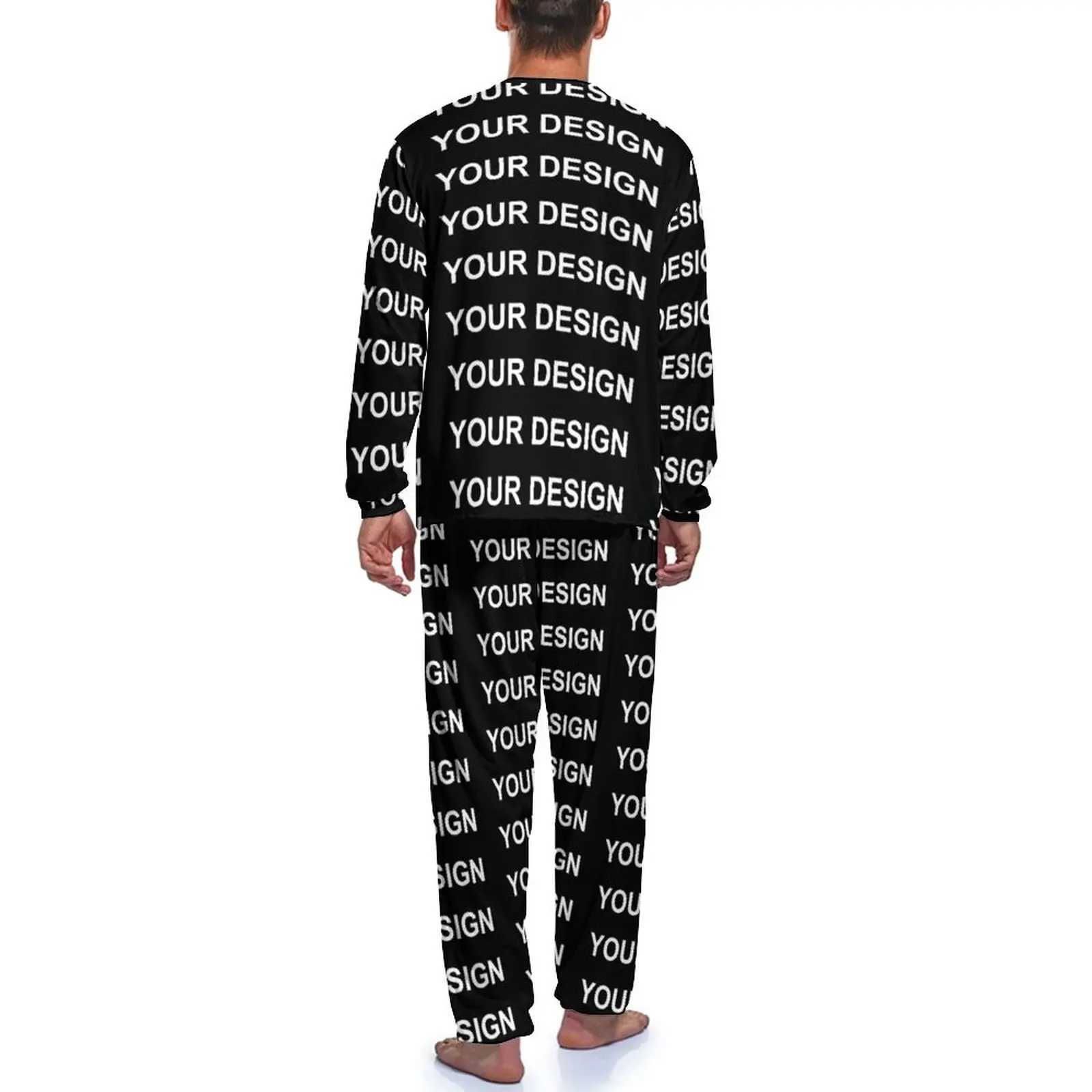 Add Design Customized Pajamas Long Sleeve Custom Made Your Image 2 Pieces Night Pajama Sets Spring Male Custom Fashion Home SuitXJ241227