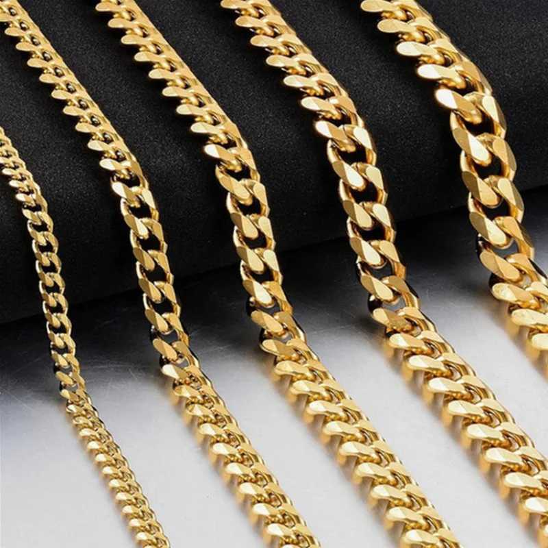 Hip Hop Cuban Link Width 3/5/7/9MM Stainl Steel Chains Necklace for Men Basic Simple Rpers Choker on Neck Fashion JewelryXJ241227