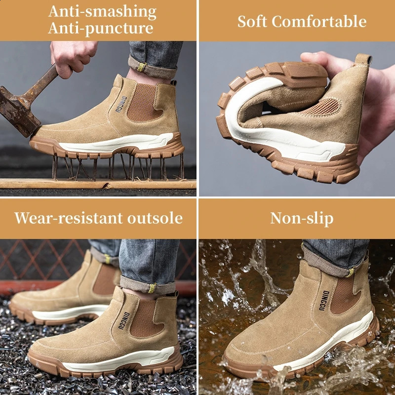 Men Safety Boots Anti-scalding Shoes Indestructible Anti-smashing Steel Toe Cap Men Women Work Safety Shoes 241226