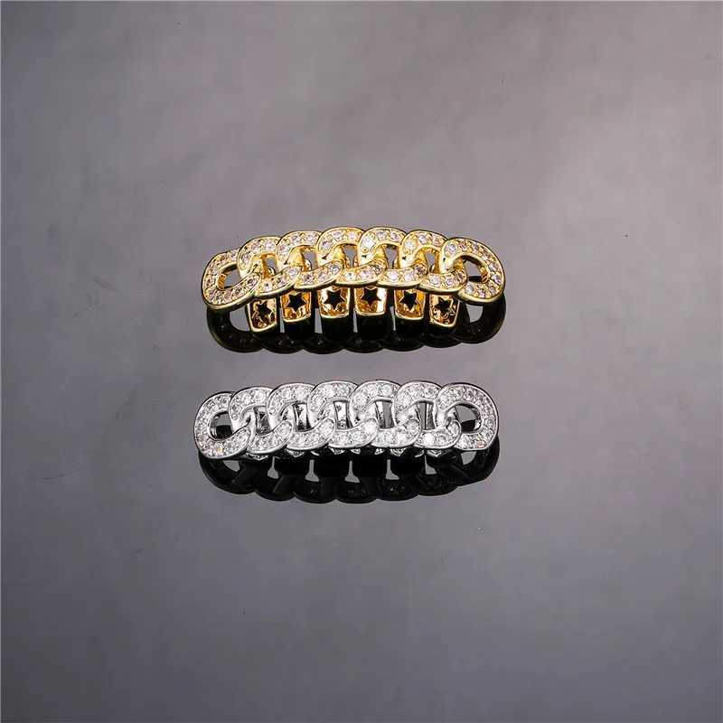 Feel Style Teeth Grillz Cs Unisex d Out Cubic Zirconia Top Bottom Box Packing Hip Hop Jewelry For Men Women Grillz Set Gift W241227