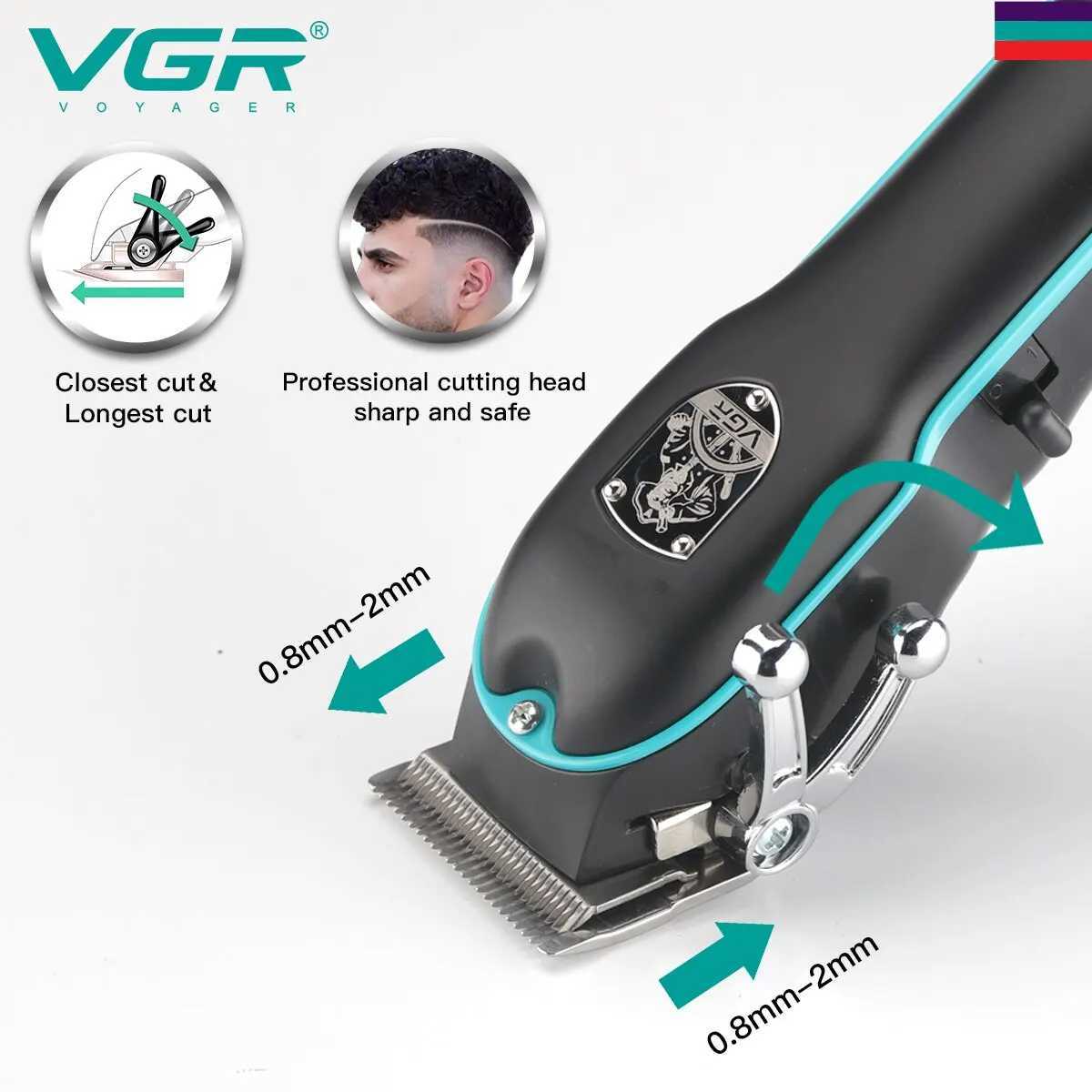 VGR Hair Clipper Professional Hair Cutting Machine Electric Wired Hair Clipper Adjustable Trimmer for Men V 123 W241227