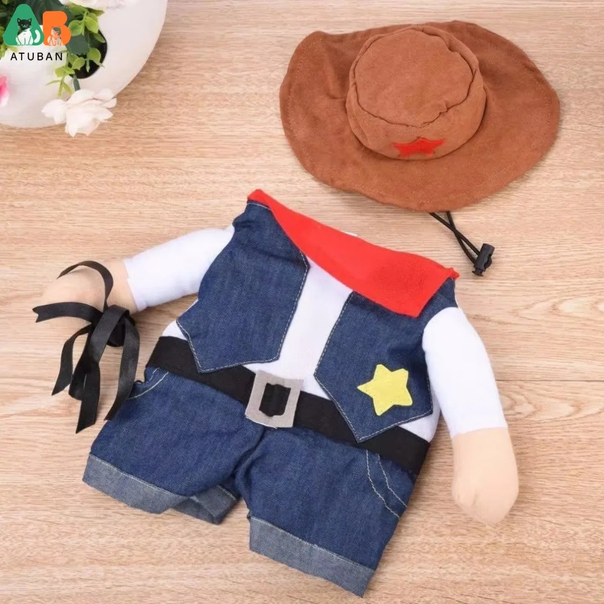 Pet Dog Cat Halloween CostumesWest Cowboy Uniform with HatFunny Pet Cowboy OutfitClothing Funny Costume for Cats Small Dogs 241225