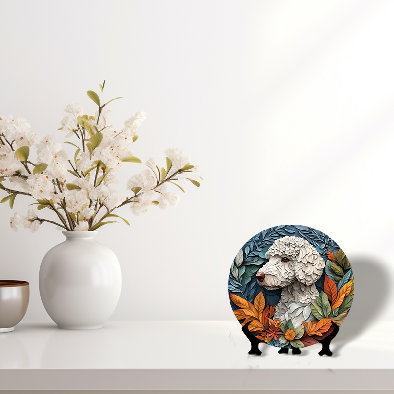 Customized Bedlington Terrier Pet Ornaments - Circular Aluminum Decorative Paintings & Souvenir Tombstones